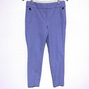 LOFT Marisa Dress Pants 6P Ankle Blue White Houndstooth Slim Tapered Trousers